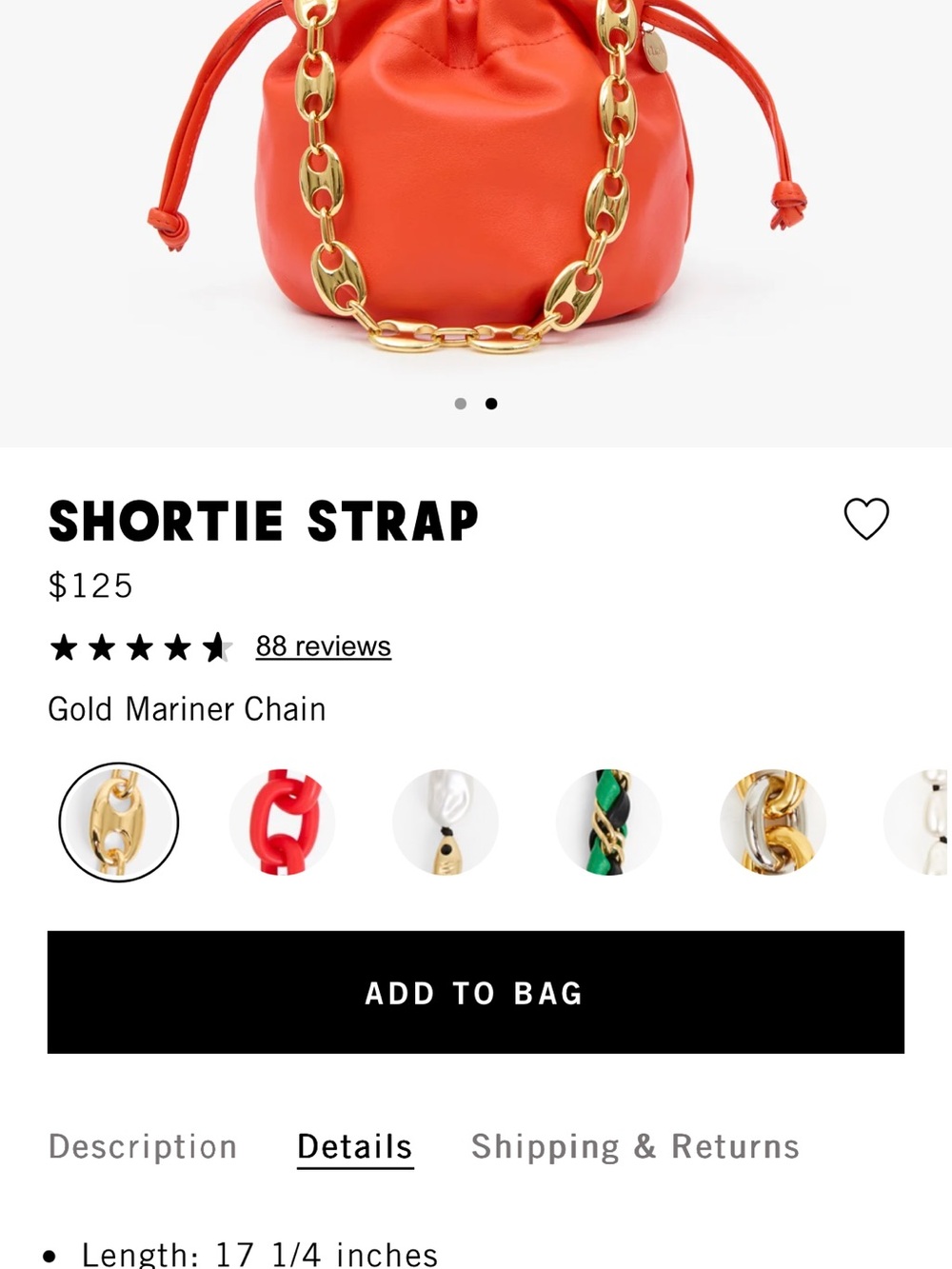 Clare V Shortie Strap - Gold Mariner Chain NWT - Picture 5 of 7